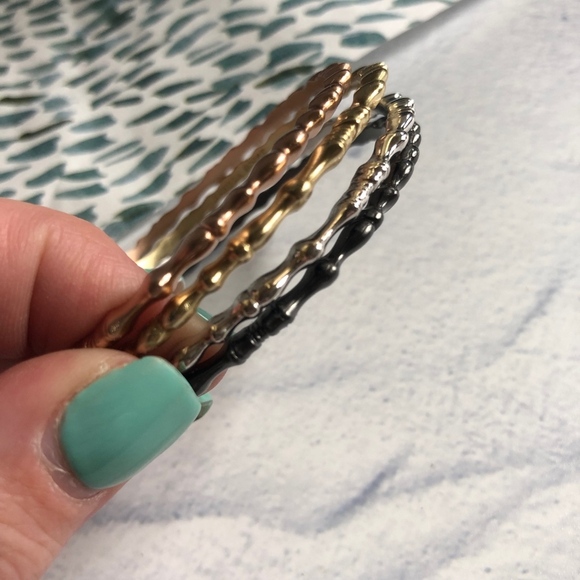Kendra Scott Mixed Metal Bangles Silver Gold Rose - Picture 5 of 8